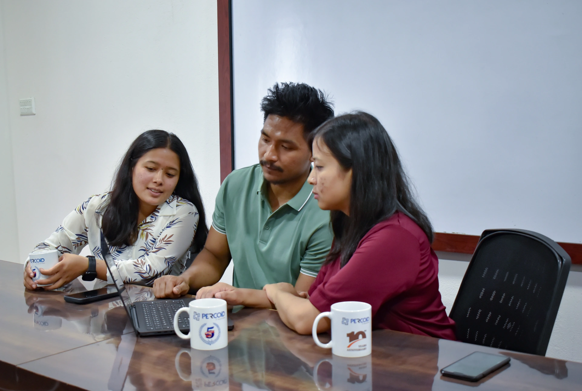 Team discussion working on technology solutions